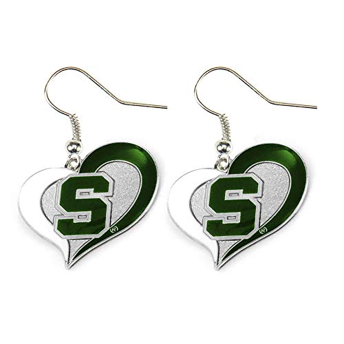 NCAA Michigan State Spartans Swirl Heart Earrings