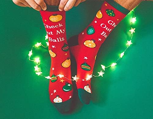 Crazy Dog T-Shirts Funny Christmas Socks for Men – Novelty Holiday Crew Socks – Check Out My Balls Festive Gift for Him - Image 7
