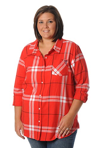 University Girls Apparel NCAA Texas Tech Red Raiders Women's Boyfriend Plaid Shirt, Medium, Red/Black/White