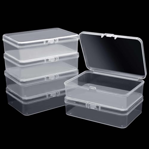 Aimeke 6 Stück Kunststoff Aufbewahrungsbox mit Deckel Klein Aufbewahrungsboxen Transparent Kleine Box mit Schnappverschluss für Schrauben Perlen Schmuck Bastelartikel (9,5 × 6,5 × 2,6 cm)