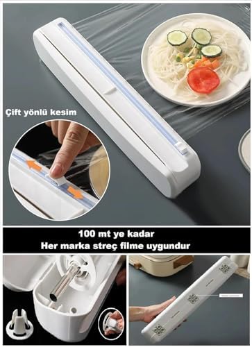 Orret Home Streç Film Kesici Görünmez Sürgülü Bıçaklı, Paslanmaz Mekanizma, Alüminyum Folyo ve Plastik Film Uyumlu, Tezgah Üstü Kullanım için Pratik Kesme Aparatı - Görsel 6