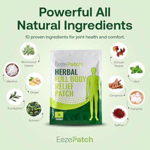 Image of MAX Herbal Full Body Relief Patches (10 Count, Rectangular Shape) - Natural Joint Support for Mobility & Flexibility - Easy-to-Apply Soothing Patches