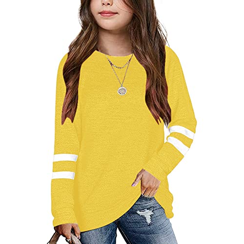 Kids Girls Tunic Tops Crewneck Blouse T-Shirt Soft Striped Long Sleeve Casual Pullover Sweatshirt for Children