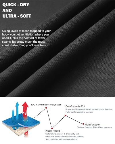 Image of Kinglaman 1 /5 Pack Mesh Workout Shirts for Men Dry Fit Gym Quick Dry Athletic Short Sleeve Sports T-Shirt Moisture Wicking