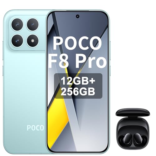 XIAOMI Poco F8 Pro 5G Smartphone, 12 + 256 GB, Dreifachkamera mit 50 MP mit OIS, 120 Hz AMOLED-Display, Snapdragon 8 Elite, Blau, Included Earphone