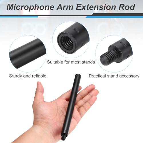 Tiges à vis pour microphone étendu en métal noir résistant avec filetage mâle femelle 0,95 cm