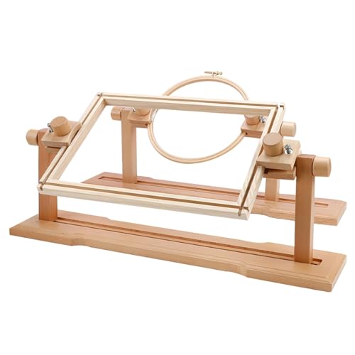 Aro de bordado giratorio regulable para punto de cruz y bastidor rectangular de madera 2