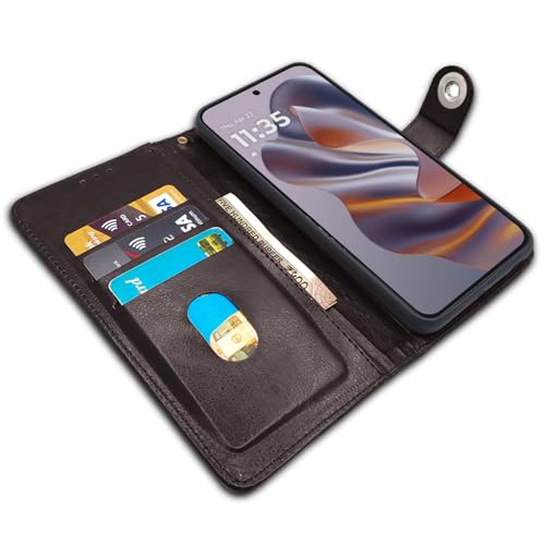 Image of Pikkme Flip Cover Leather Finish | Inside TPU with Card Pockets | Wallet Stand and Shock Proof | Complete Protection Button Flip Case for Moto Edge 50 Neo 5G (Coffee)