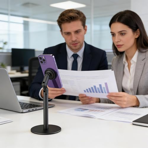 Soporte para móvil de escritorio ajustable para evitar fatiga en videoconferencias 2