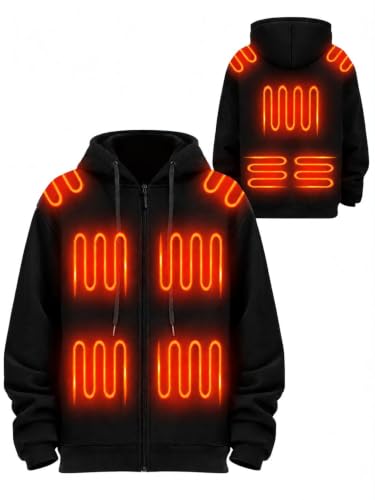 FrostVoyage Sudadera con Capucha Hombre Mujer Chaqueta Calefactable con Bateria 18400mAH, Sudadera Calefactable con 9 Zonas de calefacción, Chaqueta Térmico EléCtrica Unisex, Abrigos de Invierno