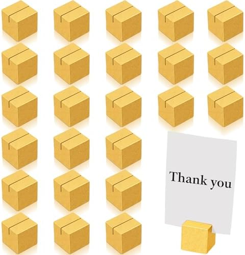 Capoda 24 Pcs Wood Place Card Holders Gold Wooden Table Number St...