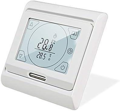 KETOTEK Electric Underfloor Heating Thermostats Programmable 16A, Digital Room Thermostat for Under Floor Heating with External Sensor Probe LCD Touch Screen