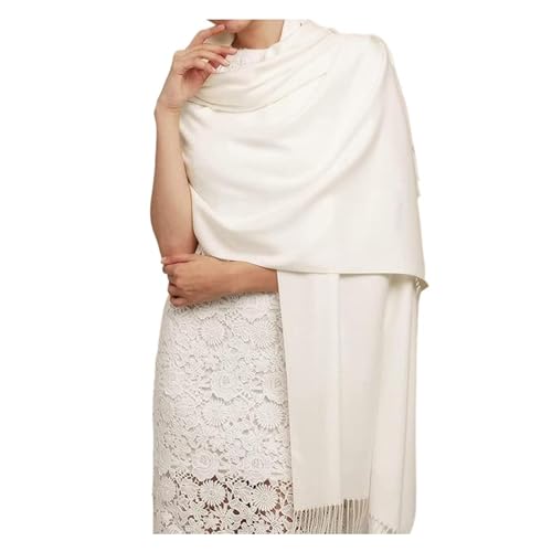 VIGUEUR Silky Pashmina - White Shawl Wraps for Wedding Evening Dresses