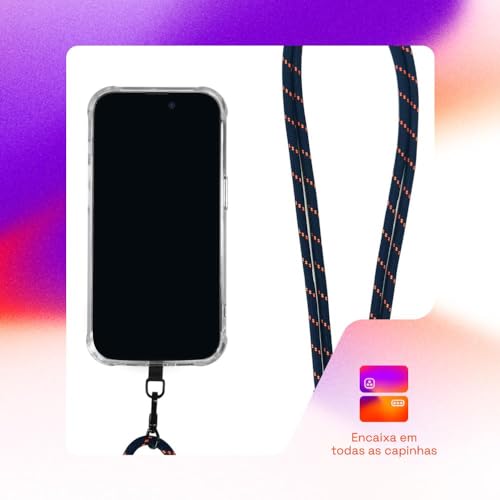 Geonav Cordão de pescoço universal para celular, encaixa em todas os modelos de capinhas, alça ajust