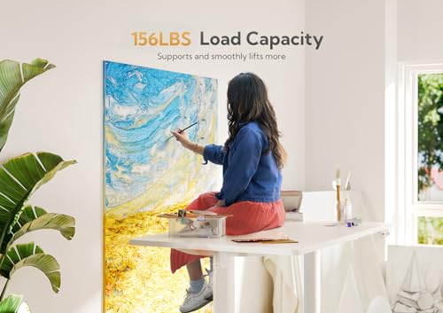 Image of Claiks Electric Height Adjustable Stand Up Desk, 32x19 Inches Sit Stand Desk for Home Office, White Top /White Frame