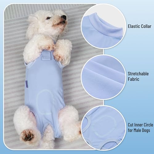 Image of cyeollo Dog Surgery Recovery Suit Soft Breathable Female Male Pet Bodysuit for Spay, Neuter, Surgical Recovery Shirt for Small Medium Large Dogs, Blue, XL