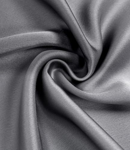 Image of Amy Babe Womens Satin Silk High Waist Slit Midi Skirt Long Skirts for Women | Elastic Waistband, Side Split, Midi Length, Below the Knee, Silky Fabric, Elegant, Fall Winter Outfits