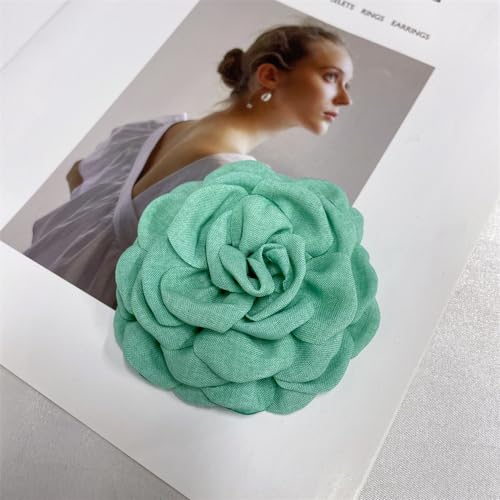 Image of Dainty Fabric Peony Flower Brooches Pin Delicate Camellia Flower Brooch Classic for Women Wedding Party Dance Banquet Elegant Lapel Pins Dress Suit Ceremony Clothes Accessories Jewelry Gifts 100mm