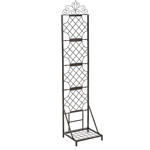 Evergreen Garden Classic Metal Plant Stand with Lattice Trellis for