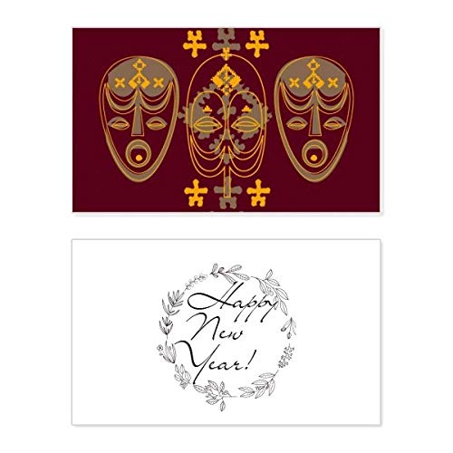Tarjeta de Año Nuevo con máscara roja medieval para coleccionistas