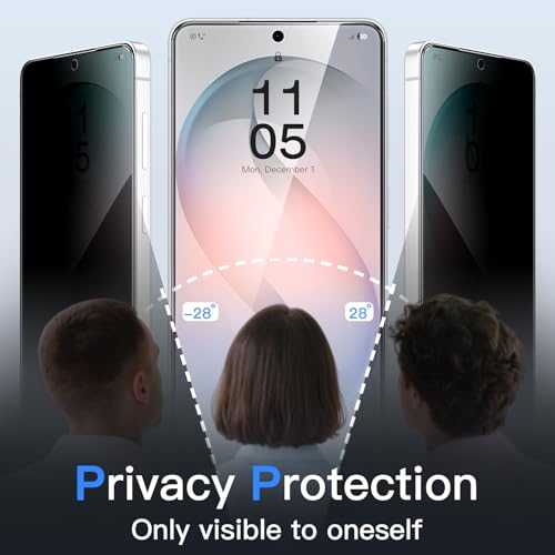 Image of JETech Privacy Tempered Glass Screen Protector Guard for Samsung Galaxy S26 with Camera Lens Protector, Anti-Spy, Easy Installation Tool, Fingerprint ID Compatible, 2-Pack Each