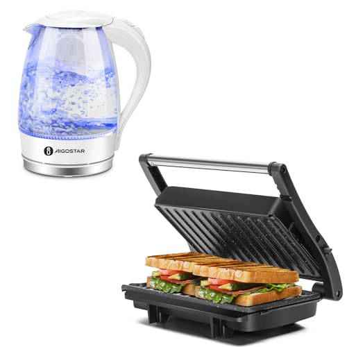 Hervidor Eléctrico Aigostar 1.7L con Plancha Sandwich 1200W miniatura 1