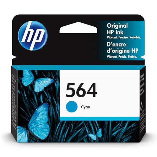Image of HP 564 Cyan Ink Cartridge | Works with DeskJet 3500; OfficeJet 4620; PhotoSmart B8550, C6300, D5400, D7560, 5510, 5520, 6510, 6520, 7510, 7520, Plus, Premium, eStation | CB318WN