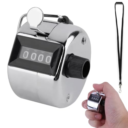 Contador Manual Mecanico,Metálico Contador De 4 Dígitos,Contador Manual De 4 Dígitos,Contador Mecánico de Metal,Contador De Clicker De Mano,para conteo diario,Deportes,Puntuación de golf,Entrenadores