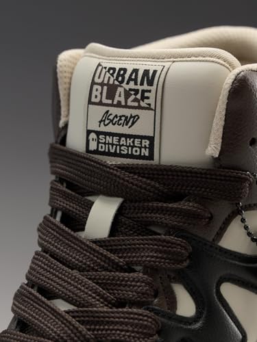 Image of The Souled Store UBZ Ascend: Men and Boys High Top Sneakers | Colourblocked Trainer with Durable PU, Padded Collar & Superior Grip Outsole