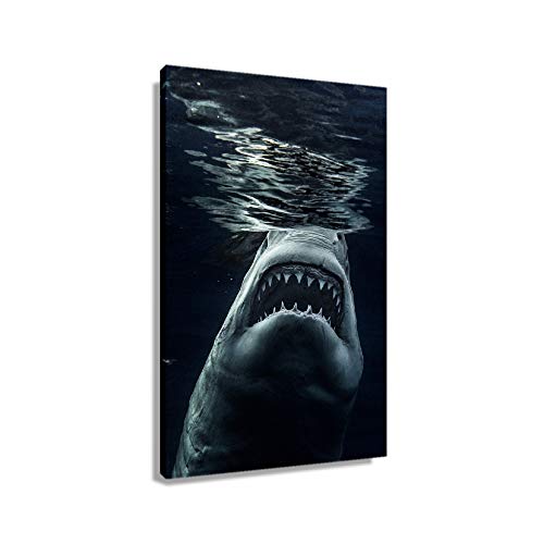 Deep Sea Shark Posters for Wall Decorative Pictures for Living Room Modern Art Paintings for Bedroom Wall Decorations for Bathroom Printed Canvas Artwork for Office Pictures for Kitchen (20x30inch(50x75cm),Unframed)