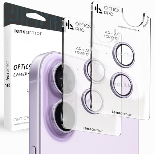 Image of Lensarmor Compatible with iPhone 17 Camera Lens Protector Lavender (2-Pack) - 9H Tempered Glass, Military-Grade Anti-Scratch, Case-Friendly, Easy Install Frame