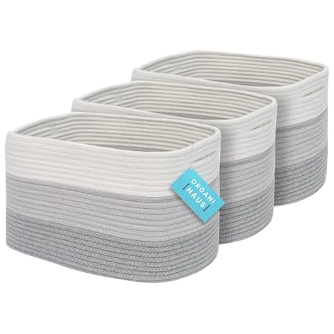 OrganiHaus Pack of 3 Grey Storage Baskets Cover