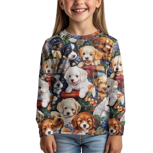 Image of WELLFLYHOM Long Sleeve T-Shirt for Boys Girls 3-16 Years Old Tee Tops Crewneck Pullover Shirts Fall Outfits