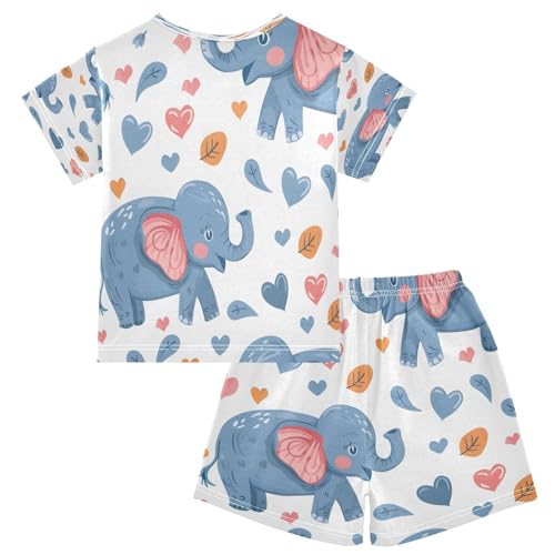 senya Short Sleeve Pajamas Sets Summer Cotton Sleepwear Cartoon Blue Elephant2