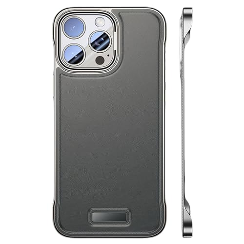 Coque iPhone 13 Pro sans bords gris effet cuir en PC rigide