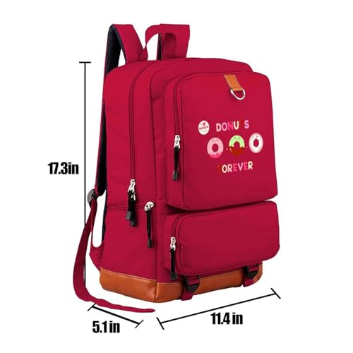 Red Cute Donuts Backpacks Oxford Trendy Durable for Teens College Students Bookbag 12" X 5" X 17"(W X D X H)2