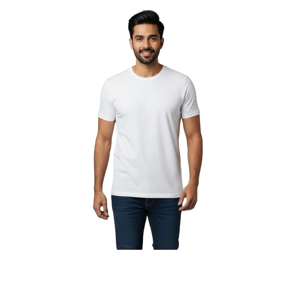 Stylar Men's Regular Fit Cotton T-Shirt, Round Neck, Half Sleeve, White, Pack of 1 - Review, Price and Buying Guide