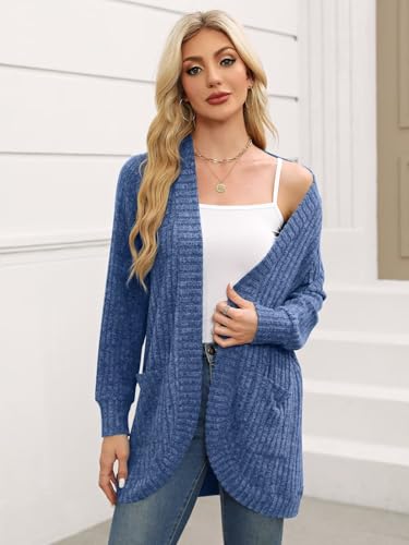 Image of BELAROI Women Plus Size Cardigan Sweater Fall Outfit | Open front long cardigan, lightweight sweater, versatile layering tops for fall winter, daily wear, outdoor, office clothes