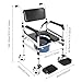 Aluminum Frame Shower Chair, Rolling Wheels Shower Chair, Shower Commode Wheelchair, 352.74lbs Capacity, Foldable Height Adjustable Padded Shower Chair with Bucket for Bathroom, Home, Hospital