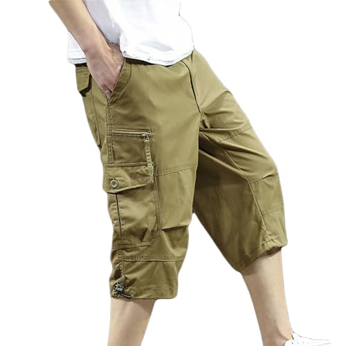 Short cargo 3/4 homme en pur coton finitions haut de gamme avec poches