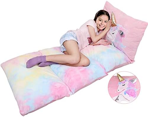 Yoweenton Unicorn Pillow Bed Floor Lounger for Kids Room Decor, Playroom Furniture, Velvet Extra Soft Queen Size Cover ONLY