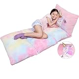 Yoweenton Unicorn Pillow Bed Floor Lounger for Kids Room Decor, Playroom Furniture, Velvet Extra Sof
