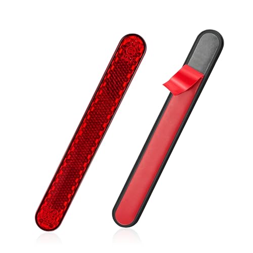 BlingKingdom 2PCS Stick-on Motorcycle Reflectors, Red Warning Reflectors