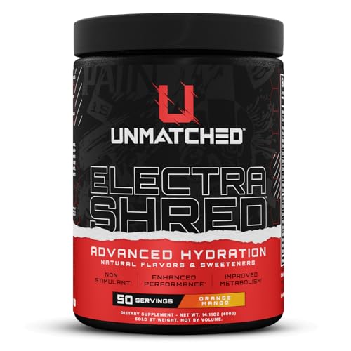 Unmatched Electrashred Advanced Hydration Formula | Non Stim Electrolyte Powder | Enhanced Performance | Natural Flavors & Sweeteners | 50 Servings (Orange Mango)