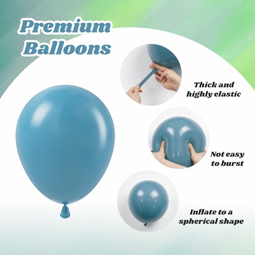 Image of 12inch Blue and Green Balloons with Sage Dusty Blue Pastel Green Balloons | Bridal, Woodland, Birthday, Baby Shower Decorations