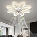 Lampa sufitowa z wentylatorem LED Światła, Ściemnianie Oświetlenie sufitowe z wentylatorem z pilotem, Nowoczesny Lampa sufitowa dla Salon Sypialnia Gabinet, Rewersy wentylatora (Biały, 90CM)