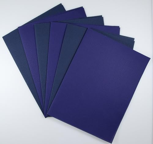 Image of KCS 6 pc of 12 inch x 18 inch(30cmx45cm) 14CT Counted Cotton Aida Cloth Cross Stitch Fabric (Royal Blue+Navy Blue)