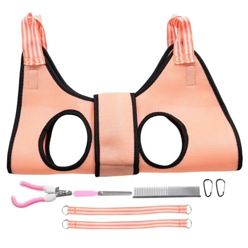 DRESSOOS 1 セット ペットグルーミングハンモック 犬の爪切りハンモック 猫スト 猫の毛づくろい 犬のグルーミング延長スト 猫の爪切り 具 ステンレス鋼 Light Brown