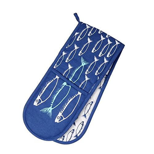 Dexam Fish Double Oven Glove Marine Blue, One Size,16150411