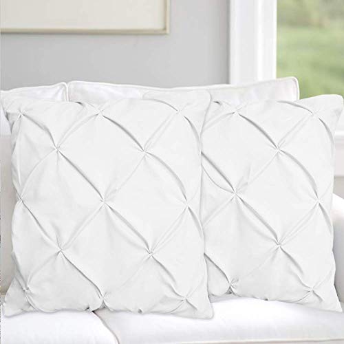 Saferay Green Pinch Pleated European Pillow Shams Set of 2 White European Square 800 Tc Hotel Class Stich 100% Cotton Pinch Euro 26x26 Pillow Cover Decorative Pinch Pillow Shams